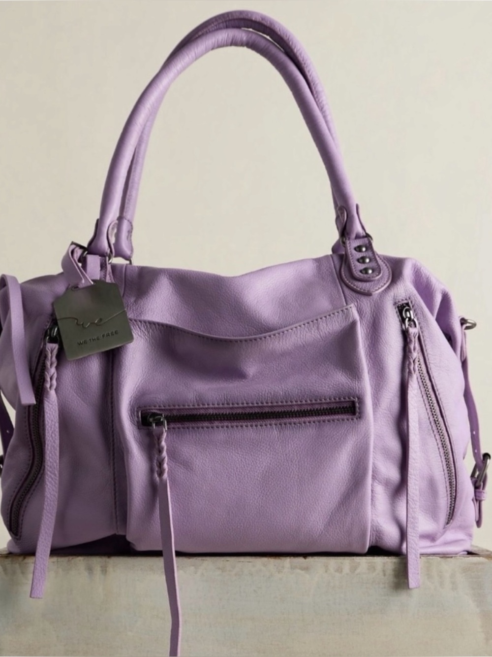 Free People LARGE Emerson Tote Lilac Leather We The Free